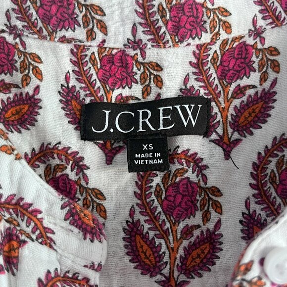 J.Crew Cora Soft Gauze Top Bouquet Block Print Floral Cotton Blouse XS Fits S/M - Picture 4 of 5